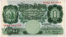 World Coins - England  1949-1955 1 Pound P369c UNC Y74J 031794