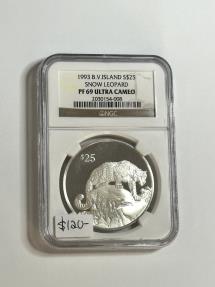 World Coins - 1993 British Virgin Islands $25 Snow Leopard Silver Coin PF 69 Ultra Cameo NGC