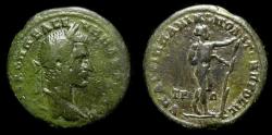 Ancient Coins - MOESIA INFERIOR, Nicopolis ad Istrum, Macrinus, 217-218. Pentassarion (27 mm, 11.56 g, 1 h), Marcus Claudius Agrippa, legatus consularis VF Apollo Sauroktonos