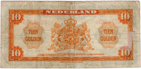 World Coins - Netherlands 1943 10 Gulden P66a F/VF