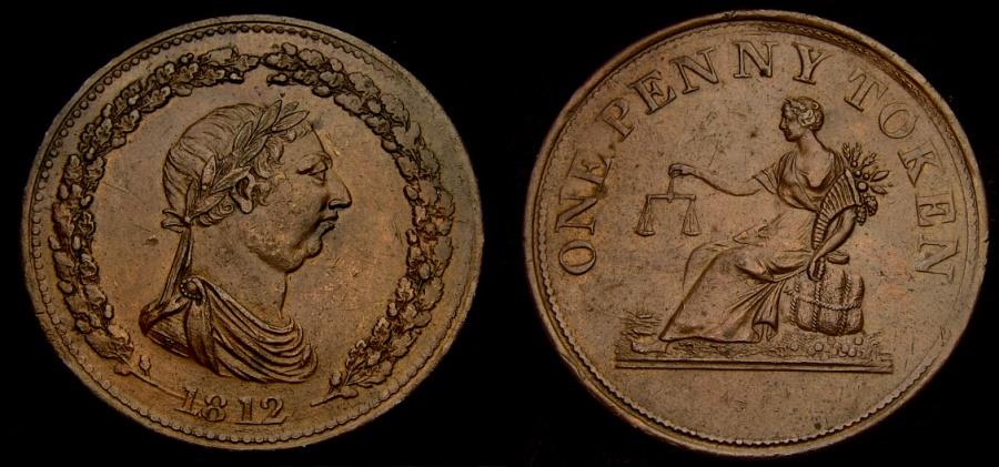 World Coins - Canada, Pre-Confederation Tokens, Lower Canada, 1812 One Penny Token Mint State
