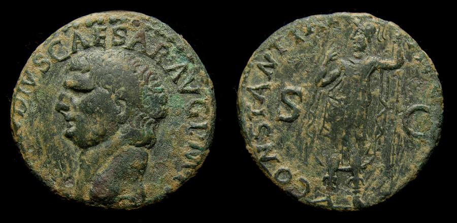 Claudius, AD 41-54. Æ As (24mm, 10.38 g, 6h), Rome mint, Struck AD 42-43 VF