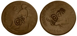 World Coins - Mexico 1859 1/8 Real, VG, Rare Jalscio Countermarked "CA" on Both Sides, EF