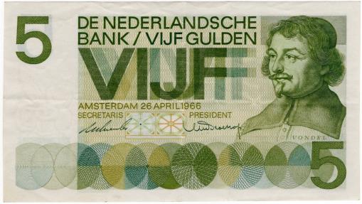 World Coins - Netherlands 1966 5 Gulden P90a EF