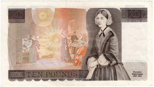 World Coins - England 1975-1985 10 Pounds Banknote P379b EF