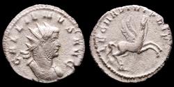 Ancient Coins - Gallienus, Silver antoninianus, legionary series. Mediolanum 260-262 AD. - LEG II ADI VI P VI F Pegasus springing right.