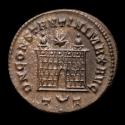 Ancient Coins - Constantine I - AE silvered Follis. Ticinum mint, ca 326 AD. D N CONSTANTINI MAX AVG, campgate.