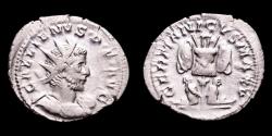 Ancient Coins - Gallienus, Silver Antoninianus. Cologne, 258-259. - GERMANICVS MAX V, trophy flanked by bound and seated captives.