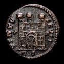 Ancient Coins - Licinius I - bronze follis, Rome. AD 318-319 - Rare, rated R5 (top ratity) grade in RIC. VIRTV-S AVGG, campgate