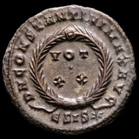 Ancient Coins - Constantine I. Æ Bronze Follis. Siscia, A.D. 320/1. - D N CONSTANTINI MAX AVG, VOT/XX in two lines within laurel wreath; ЄSIS☆.