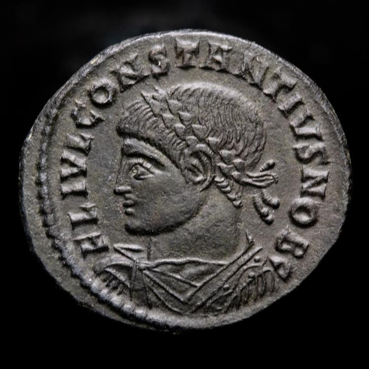 Constantius II (AD 337-361) bronze follis - Arles. PROVIDEN-TIAE CAESS ...