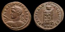 Ancient Coins - Roman Empire Crispus, as Caesar, Æ Follis. Trier, AD 321. - BEATA TRANQVILLITAS, globe on altar.