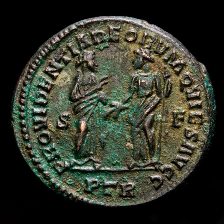 Ancient Coins - Maximianus as Senior Augustus, AE Large Follis Abdication issue, Treveri. PROVIDENTIA DEORVM QVIES AVGG, Providentia and Quies