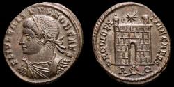 Ancient Coins - Crispus (316-326 A.D.) Silvered bronze follis. Roma 326 A.D. - PROVIDEN-TIAE CAESS. Campgate.