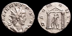 Ancient Coins - Gallienus, (253-268 A.D.) Silver antoninianus, Cologne. - DEO MARTI. Mars standing left in temple.