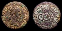 Ancient Coins - Caligula (37-41 AD) for Agrippina. Caesaraugusta (Zaragoza) Bronze As. - TITVLLO ET MONTANO II VIR. In the center C C A.