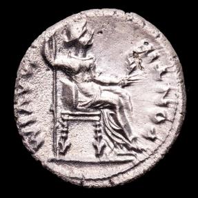 Tiberius, AD 14-37. Silver denarius. Lugdunum. - PONTIF MAXIM Livia ...