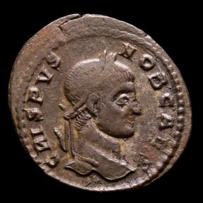 Ancient Coins - Crispus (Caesar, 316-326). Follis. Arelate. - CAESARVM NOSTRORVM VO / TIS / V in three lines; TA.