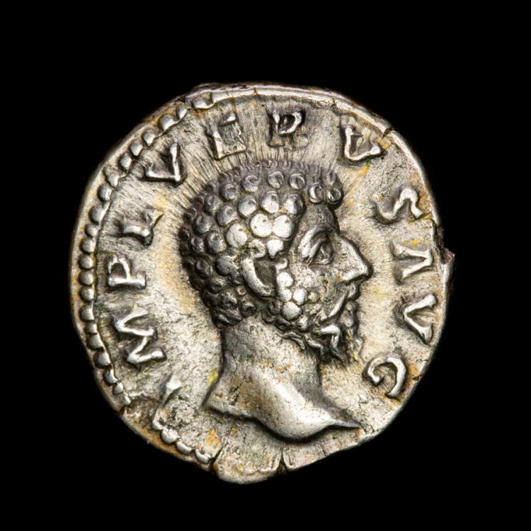 Ancient Coins - Roman Empire - Lucius Verus (161-169 A.D.), silver denarius from Rome mint, 163. PROV DEOR TR P III COS II, Providentia