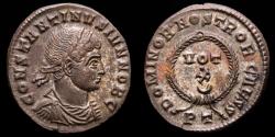 Ancient Coins - Constantine II (Caesar, 316-337 AD) Æ Silvered Bronze Follis. Ticinum. - DOMINOR NOSTROR CAESS - VOT X.