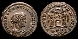 Ancient Coins - Constantine II. AD 316-337. Lugdunum Follis Æ. Latin legend. - VICTORIAE LAETAE PRINC PERP, two Victories holding shield.