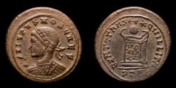 Ancient Coins - Crispus, as Caesar (317-326 A.D.), Æ Follis. Trier, AD 321. - BEATA TRANQVILLITAS, globe on altar.