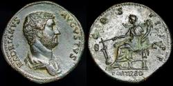 Ancient Coins - Roman Imperial - Hadrian bronze sestertius (25,02 g. 33 mm.). Rome mint, AD 129-130