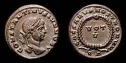 Ancient Coins - Constantine II as caesar ( 317-340 A.D.) Silvered bronze follis, Arles - CAESARVM NOSTRORVM arround / VOT V.