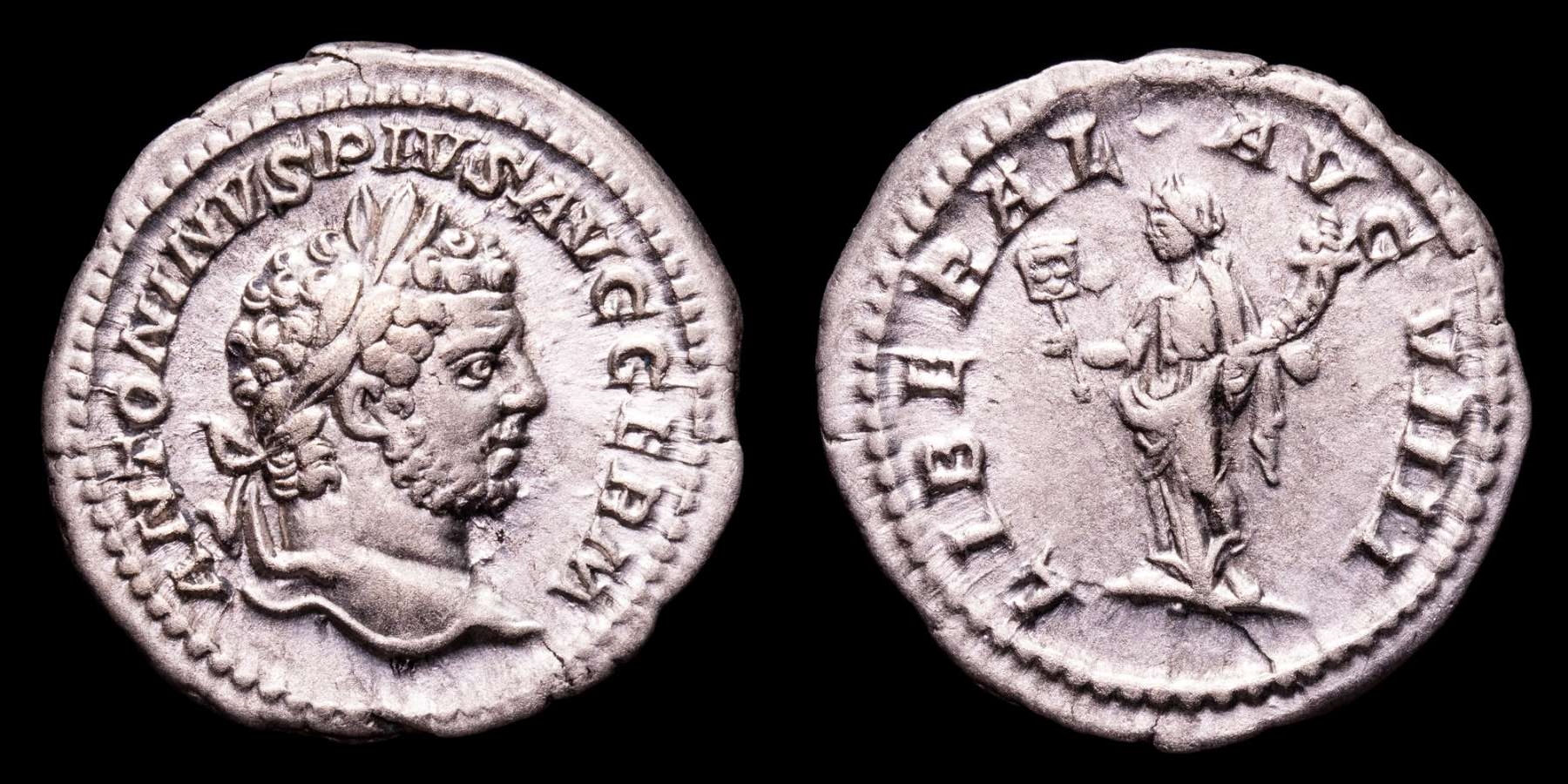 Caracalla. A.D. 198-217, silver denarius, Rome, A.D. 215  