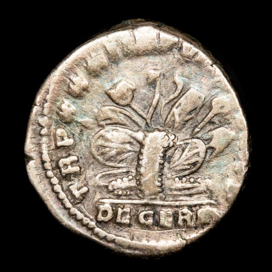 Marcus Aurelius AD 161-180. Rome Denarius AR. - TR P XXX IMP VIII COS III P  P, pile of arms, DE GERM