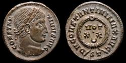 Ancient Coins - Constantine I - Æ Bronze Follis. Ticinum AD 321. D N CONSTANTINI MAX AVG, VOT • XX ◡ in wreath. ST in exergue.