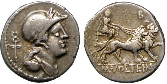 M Volteius Mf Ar Denarius Ca 78 Bc Rome M Voltei Mf
