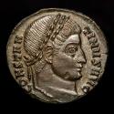 Ancient Coins - Roman Empire - CONSTANTINE I THE GREAT (307-337). Æ Silvered Bronze Follis. (2.56 grs. 18 mm.) Ticinum. DN CONSTANTINI MAX AVG, VOT • XX/QT.