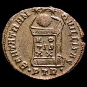 Ancient Coins - Constantine I (307-337 A.D.) Æ Follis, Treveri (Trier), 322 A.D. - BEATA TRANQVILLITAS, altar inscribed VOTIS XX.