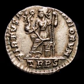 Eugenius (392-394) silver siliqua, Treveri. - VIRTVS ROMANORVM / TRPS ...