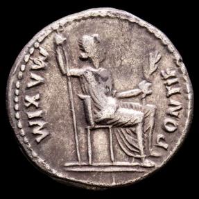 Tiberius (14-37 A.d.) Silver Denarius. Lugdunum. - Pontif Maxim (↺ 