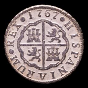 Ancient Coins - Spain - Carlos III (1759-1788) Silver 2 Reales. Minted in Madrid, 1767 Essayer P.J .