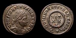 Ancient Coins - Constantine II (317-337 AD) AE silvered Follis. Ticinum. -  DOMINOR dot NOSTROR dot CAESS around VOT XX.