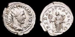 Ancient Coins - Roman Empire - Philip I Arab AD 244-249. Rome. Antoninianus AR (4.38 g 21-24 mm) LIBERALITAS AVGG II, Liberalitas standing