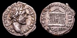 Ancient Coins - Antoninus Pius (138-161 AD) Silver Denarius, Rome 158 AD. - TEMPLVM DIV AVG REST, octastyle temple.