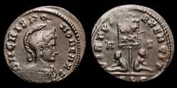 Ancient Coins - Crispus (Caesar, 316-326). Follis. (2.50 g, 21 mm.) Lugdunum. - Very Rare bust and latin legend! DN CRISPO NOB CAES