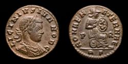 Ancient Coins - Licinius II (Caesar, 317-324). Follis. Rome. -  ROMAE AETERNAE P - R / RP Roma seated right, holding shield inscribed XV.