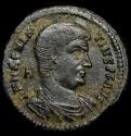 Ancient Coins - Magnentius (350-353) Æ Bronze Maiorina. Rome. GLORIA ROMANORVM / RQ Emperor, galopping r., spearing barbarian kneeling