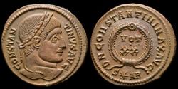 Ancient Coins - Constantine I (306-337 A.D.) Æ Bronze follis. Arles A.D. 321. -  D N CONSTANTINI MAX AVG, VOT XX in wreath. / S star AR.