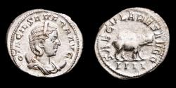 Ancient Coins - Roman Empire - Otacilia Severa, Augusta, (244-249 A.D.) Silver antoninianus (3,92 g., 24 mm.) Rome, 248 AD. SAECVLARES AVGG / IIII Hippopotamus