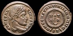 Ancient Coins - Constantine I (306-337 A.D.) Bronze follis. Ticinum. DN CONSTANTINI MAX AVG, laurel wreath enclosing VOT XX ◡; ST