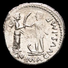 Cn. Pompeius Magnus. Silver denarius. Minted in Hispania in the war ...