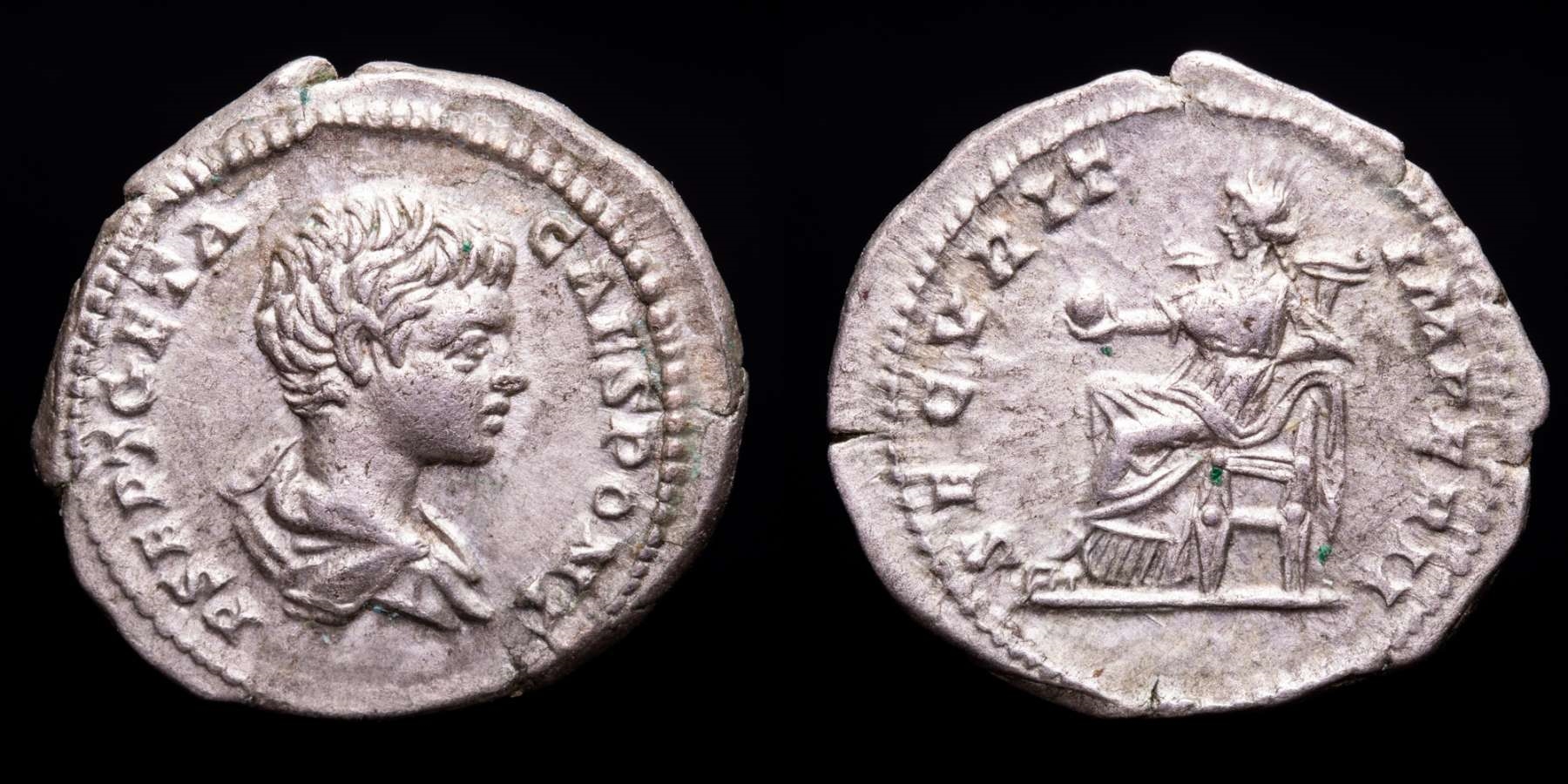 Geta (as Caesar AD 197-209). Rome. Silver denarius. - SECVRIT