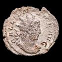 Ancient Coins - Gallienus, Sole Reign. AE silvered antoninianus. Rome. - P M TR P VII COS IIII P P, Mars walkimg right, holding spear and trophy.