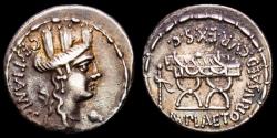 Ancient Coins - M. Plaetorius M.f. Cestianus. Silver denarius. Rome, 67 BC. - Curule chair M PLAETORIVS MF AED CVR